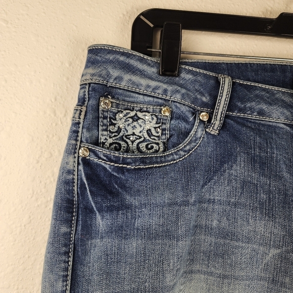 Earl Blue Jeans Rodeo Western Boot Cut With Embellished Pockets Plus Size 14 - Picture 4 of 7